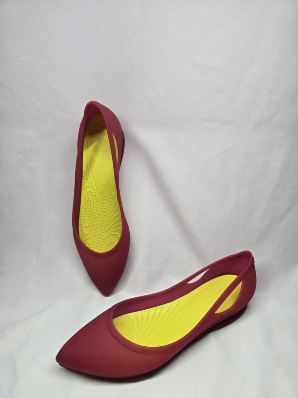 CROCS Rio Ballet Flats Pointed Slip On Womens 8 Pink Jelly Shoes Discontinued